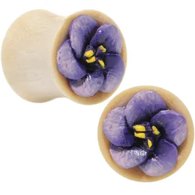 00 Gauge Crocodile Wood Purple Leather Flower Saddle Plug Set