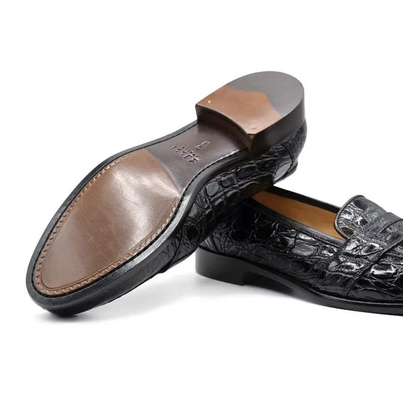 11-119-NIC TUSCANY Crocodile Penny Loafer, Nicotine