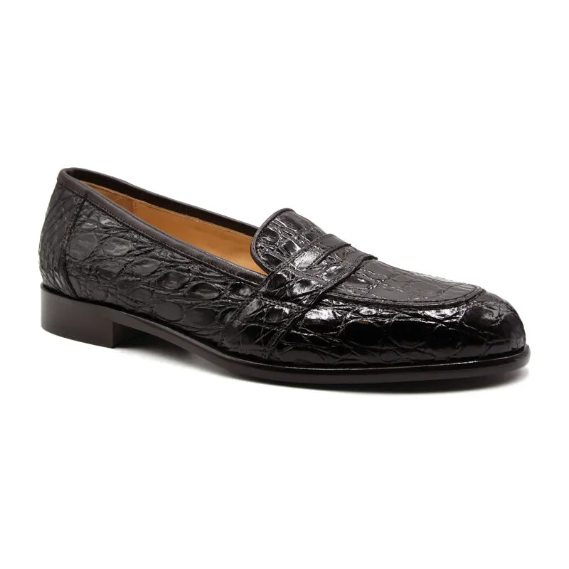 11-119-NIC TUSCANY Crocodile Penny Loafer, Nicotine