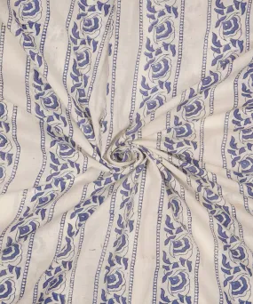 2.5 m offwhite blue cotton block printed sanganeri kurta material