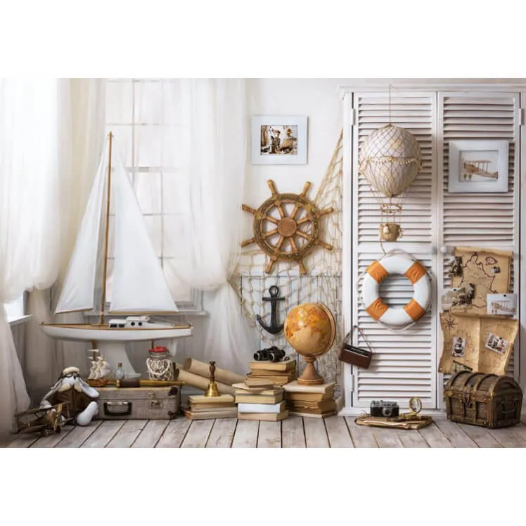 2x3m Vintage Ship Room Background Photography Props (Baby Design 10) - CLEARANCE