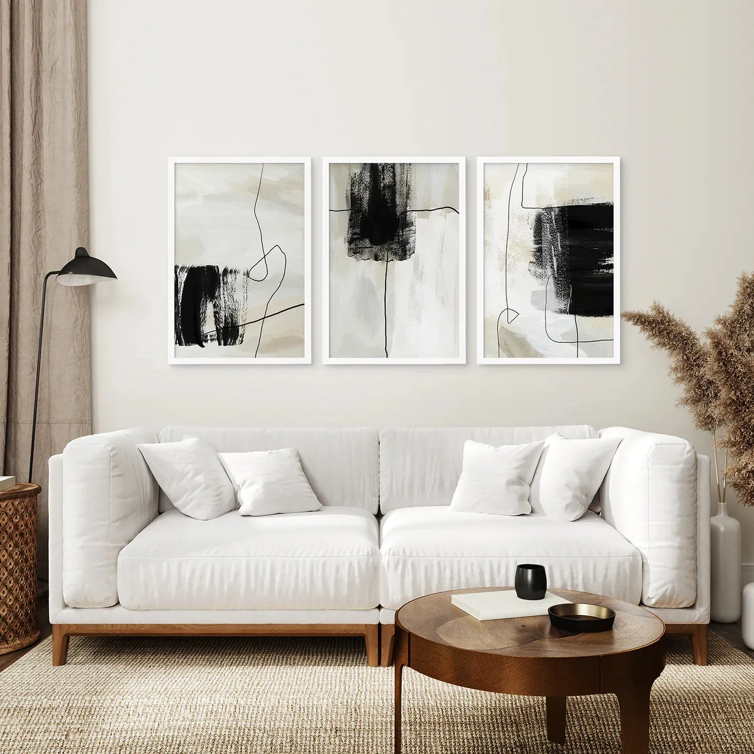 3 Piece Simple Abstract Art Set of Prints. Japandi Decor