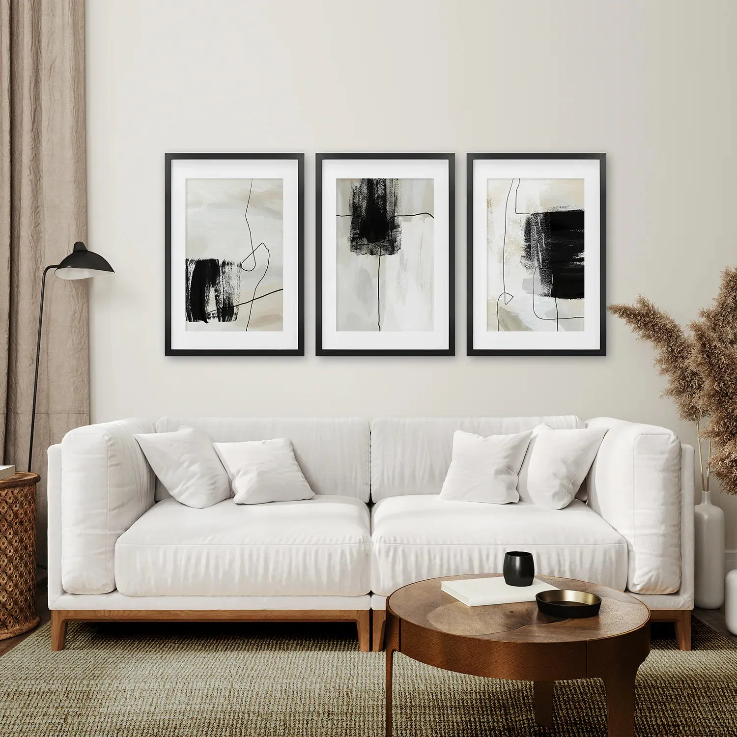 3 Piece Simple Abstract Art Set of Prints. Japandi Decor