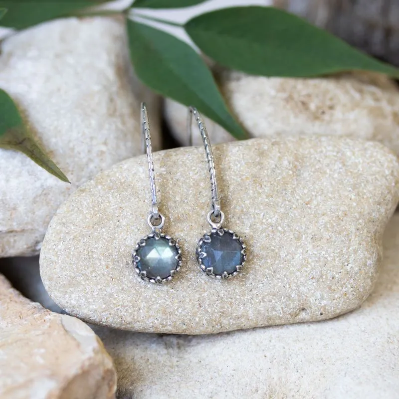 925 Silver Drop Earrings Inlaid with Labradorite