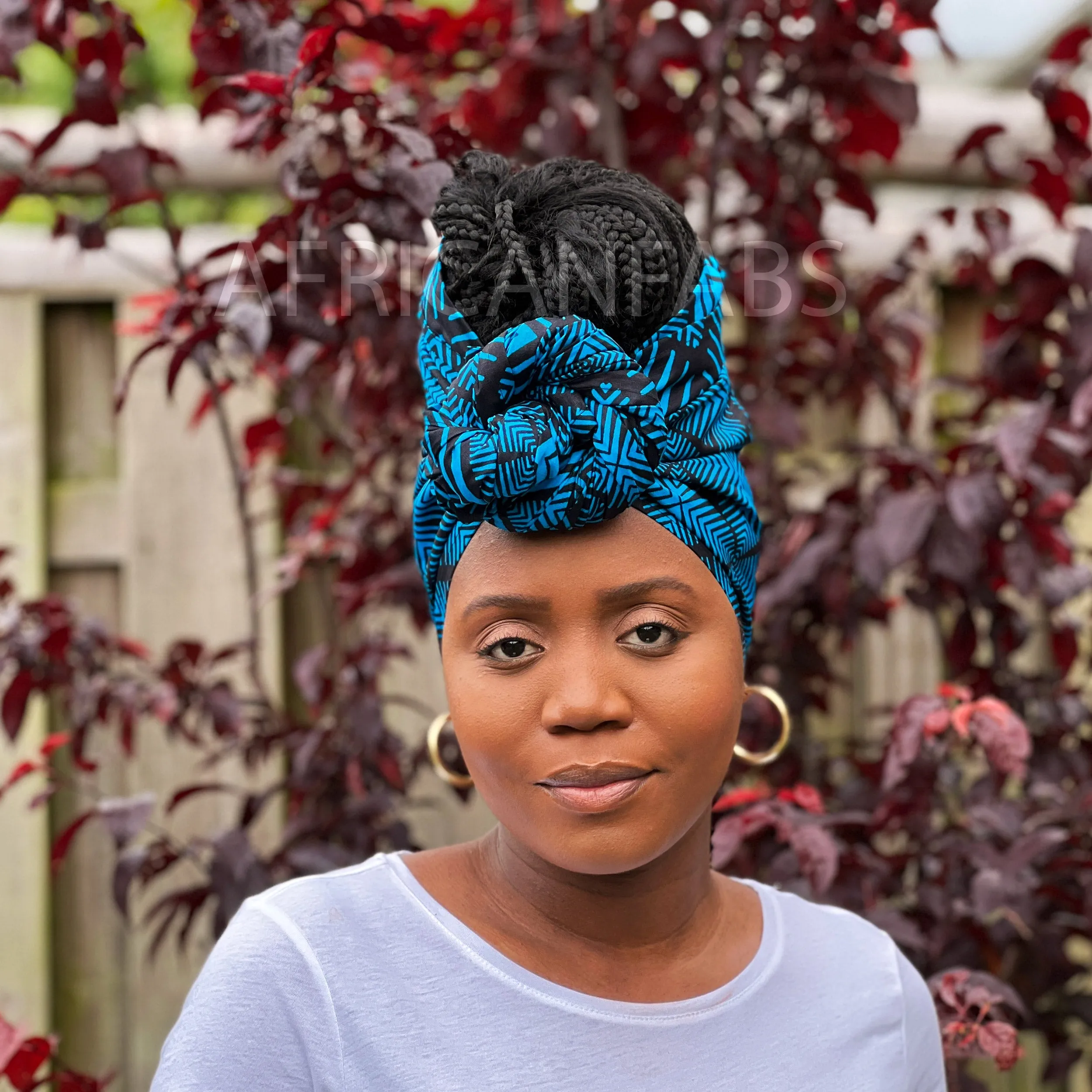 African Blue bogolan / mud cloth headwrap