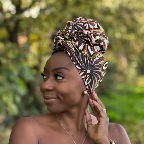 African Brown / white / headwrap