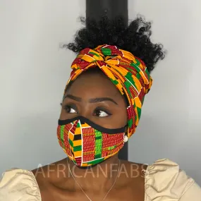 African headwrap   face mask (Premium set) - Kente print