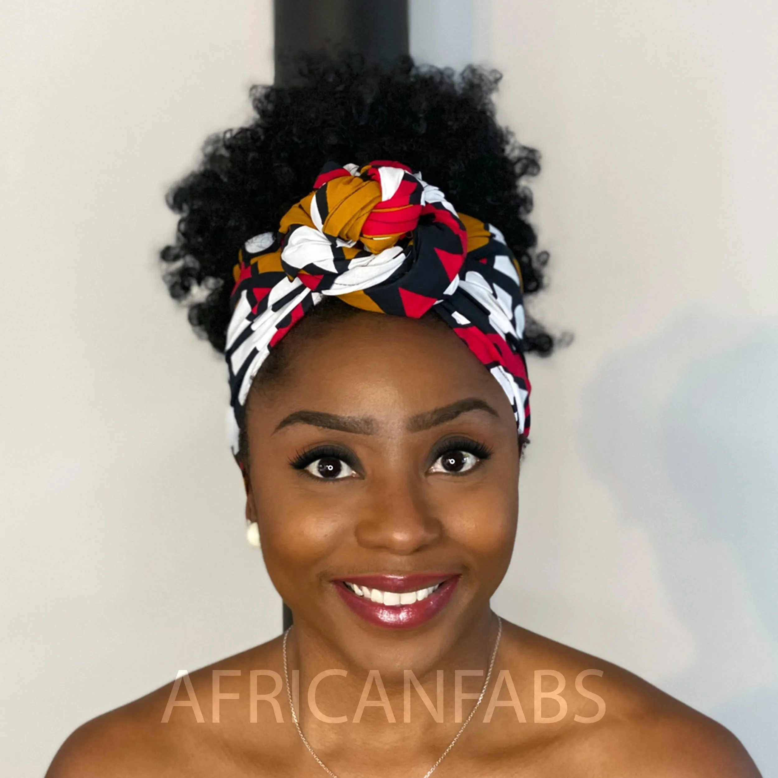 African headwrap - Mustard / red samakaka