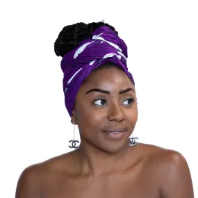 African headwrap - Purple / White speedbird (Vlisco)