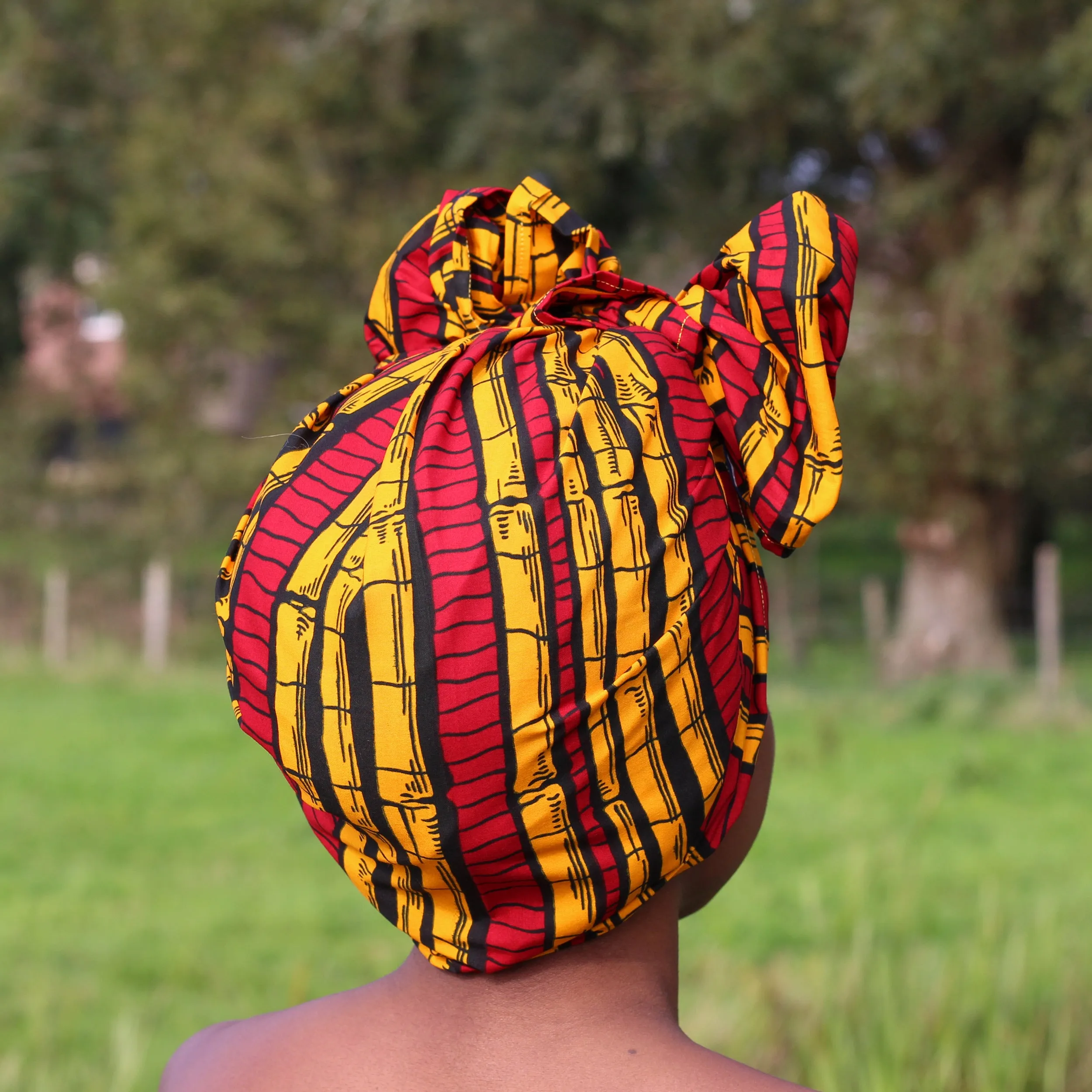 African headwrap- Red yellow sugar cane (Vlisco)