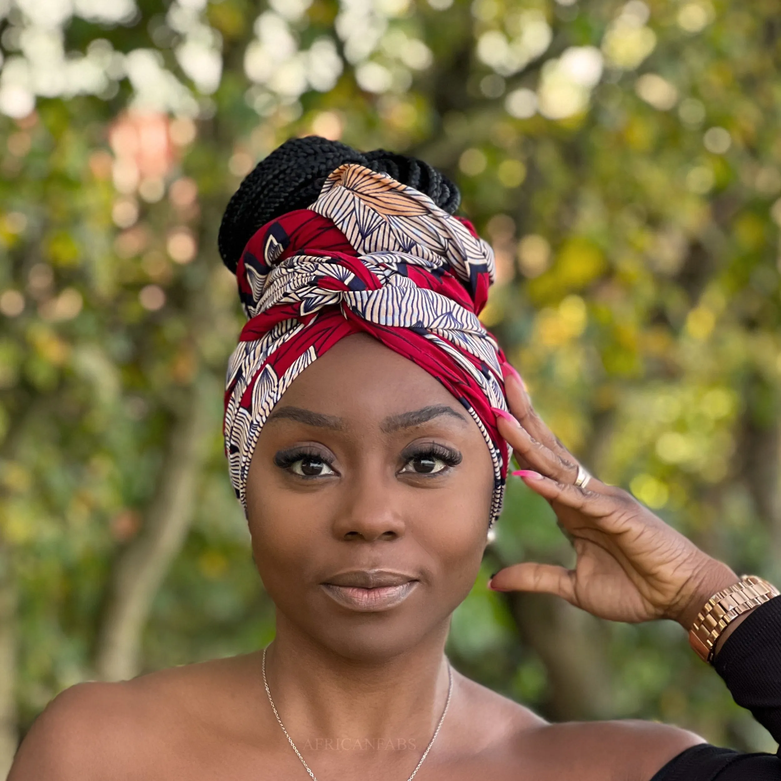 African Red / beige / headwrap