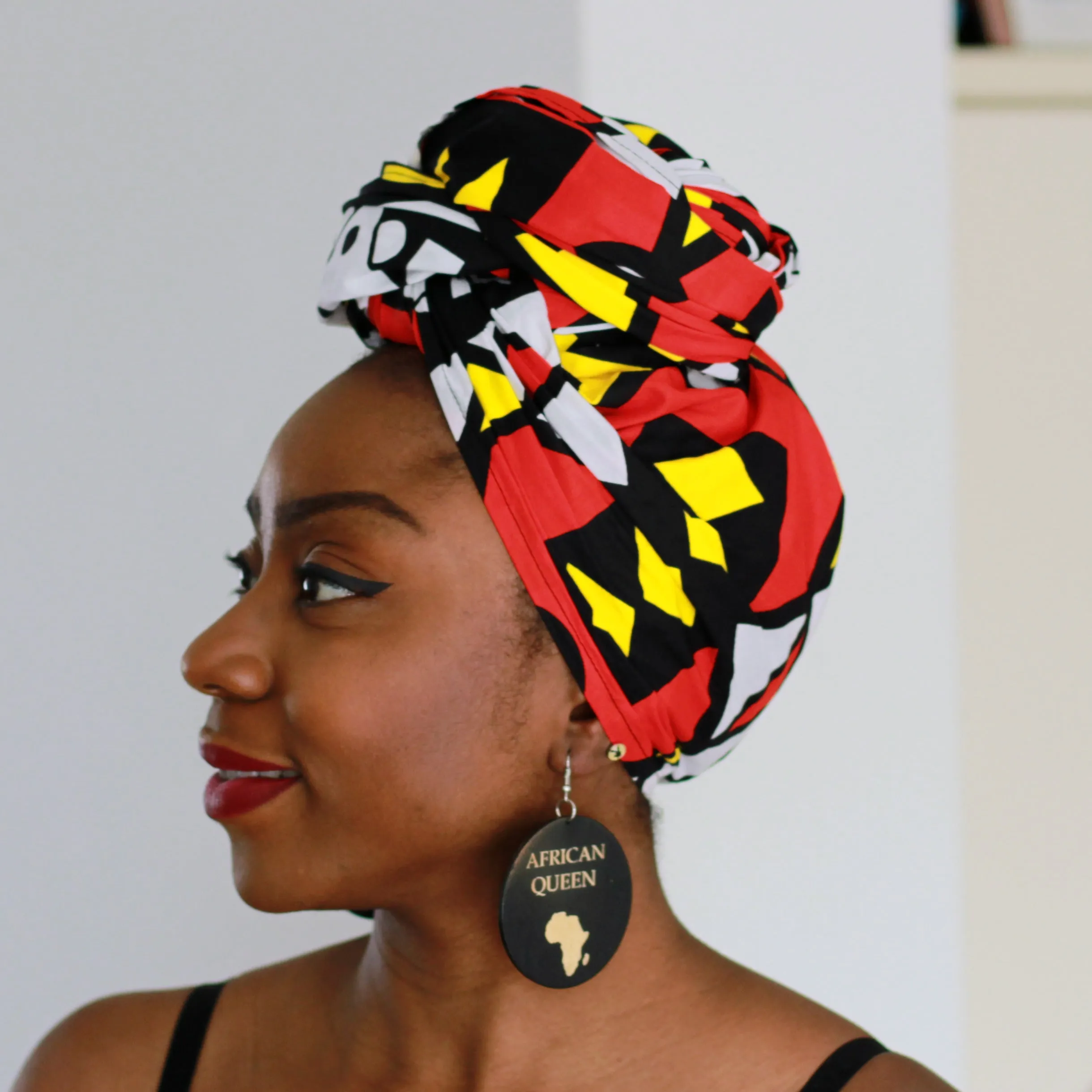 African Red Samakaka headwrap - Angolan Samacaca Tribal Print