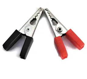 Alligator Crocodile Clips Pair 30mm Red   Black (Half Sleeves)