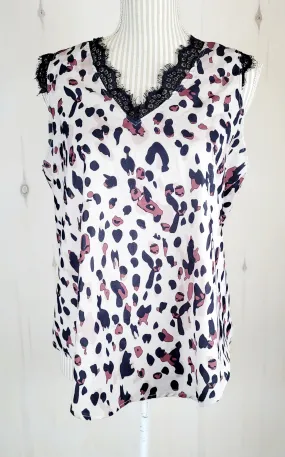 ANIMAL PRINT BLOUSE LADIES MEDIUM EUC