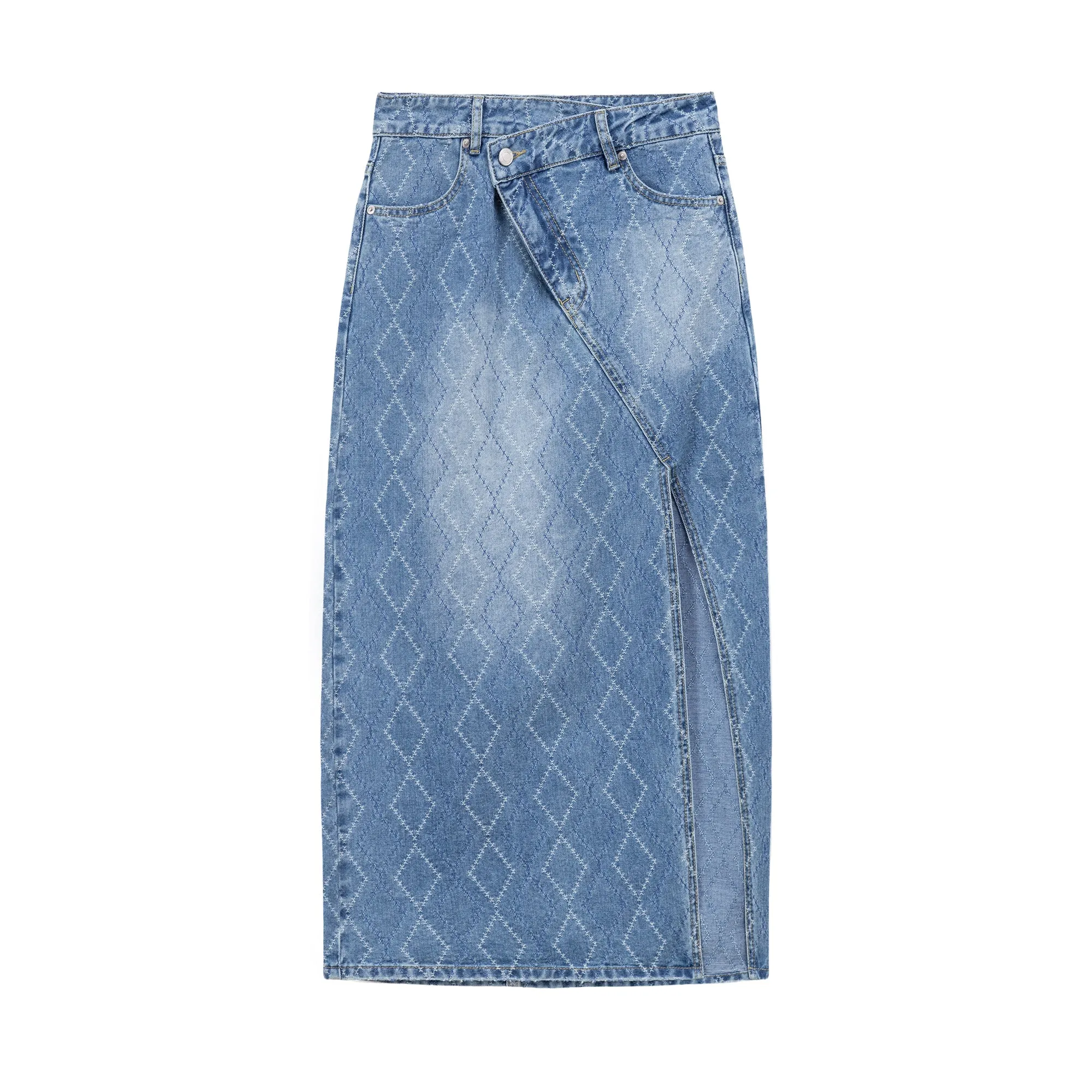 Argyle Denim Long Skirt