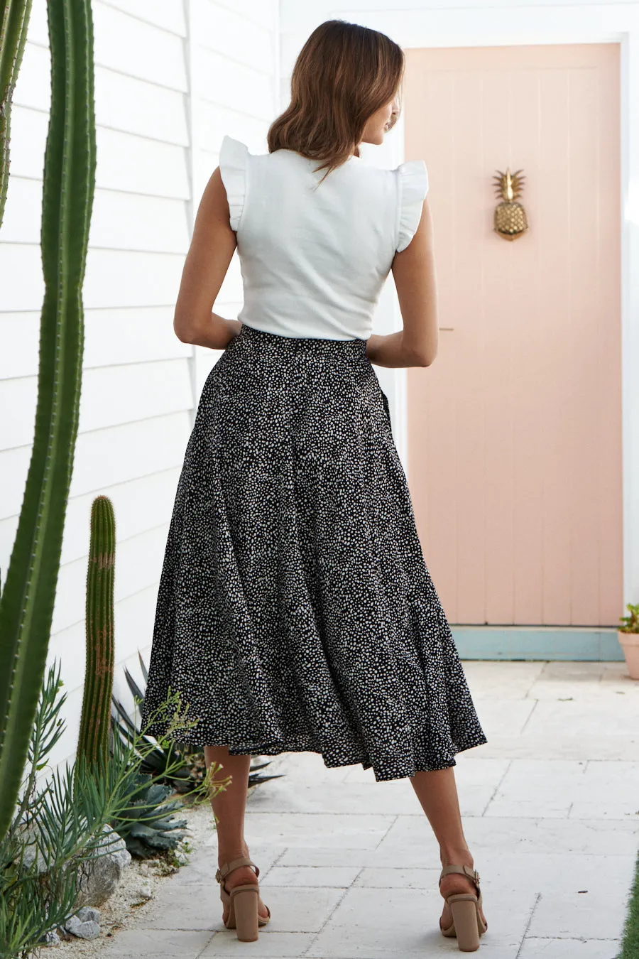 Aria Black Speckled Aline Skirt