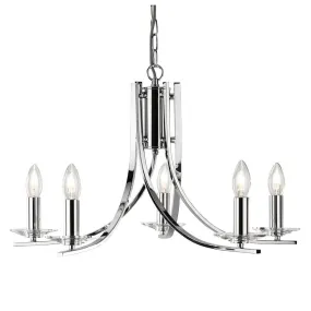 Ascona 5 Light Chrome Chandelier With Glass Sconces