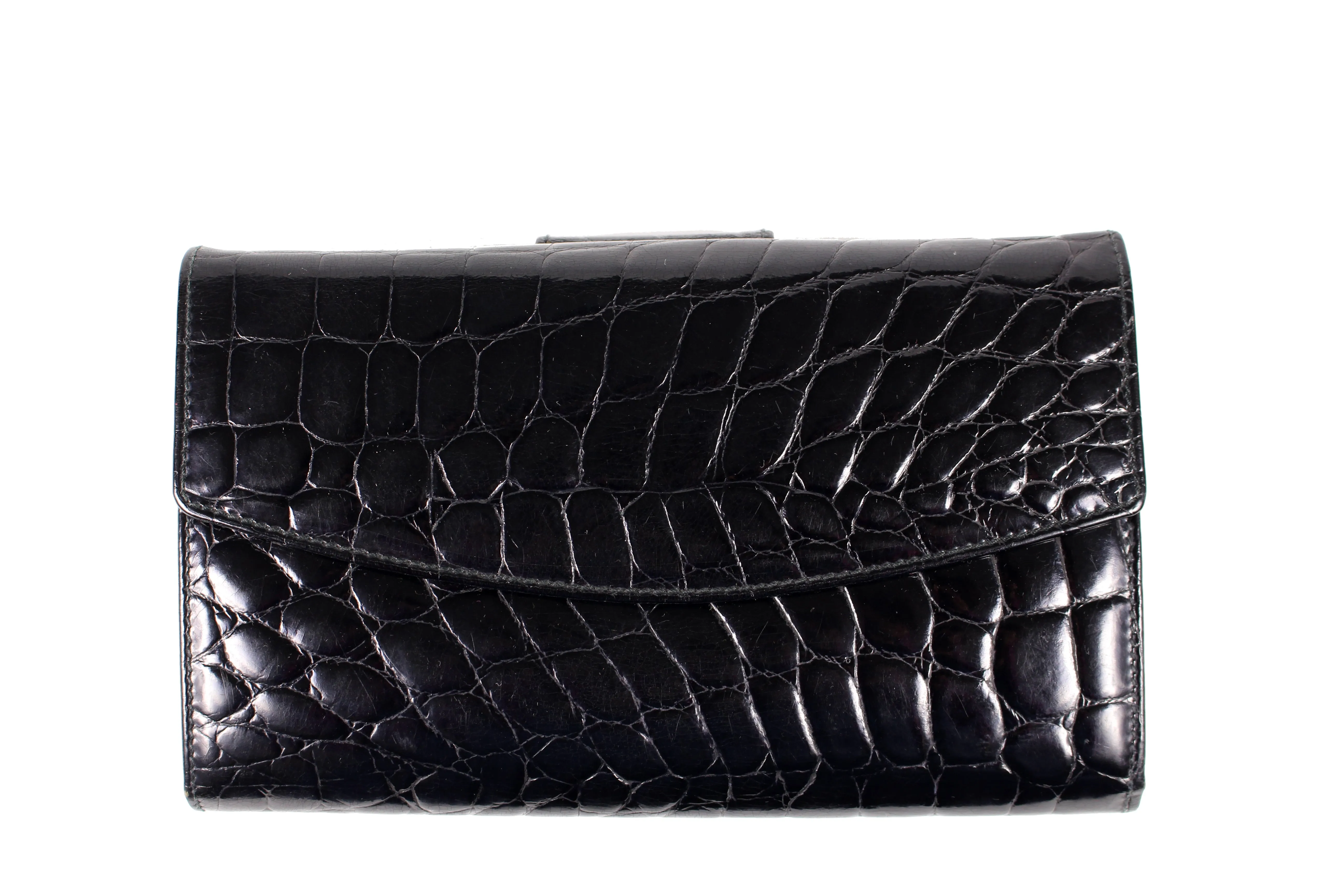 BALENCIAGA black crocodile skin wallet