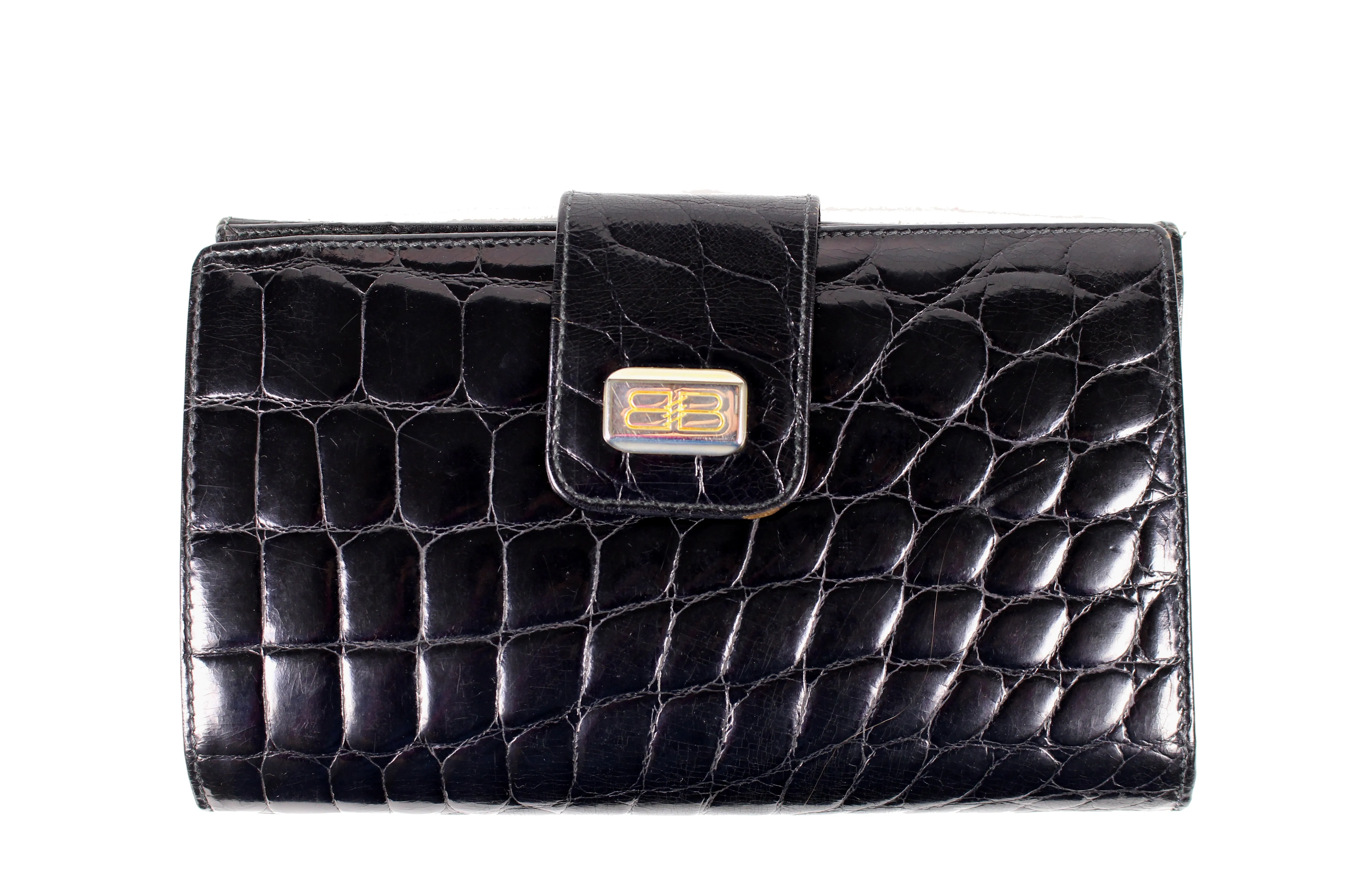 BALENCIAGA black crocodile skin wallet