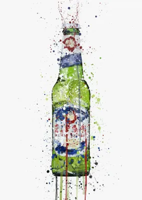 Beer Bottle Wall Art Print 'Green'