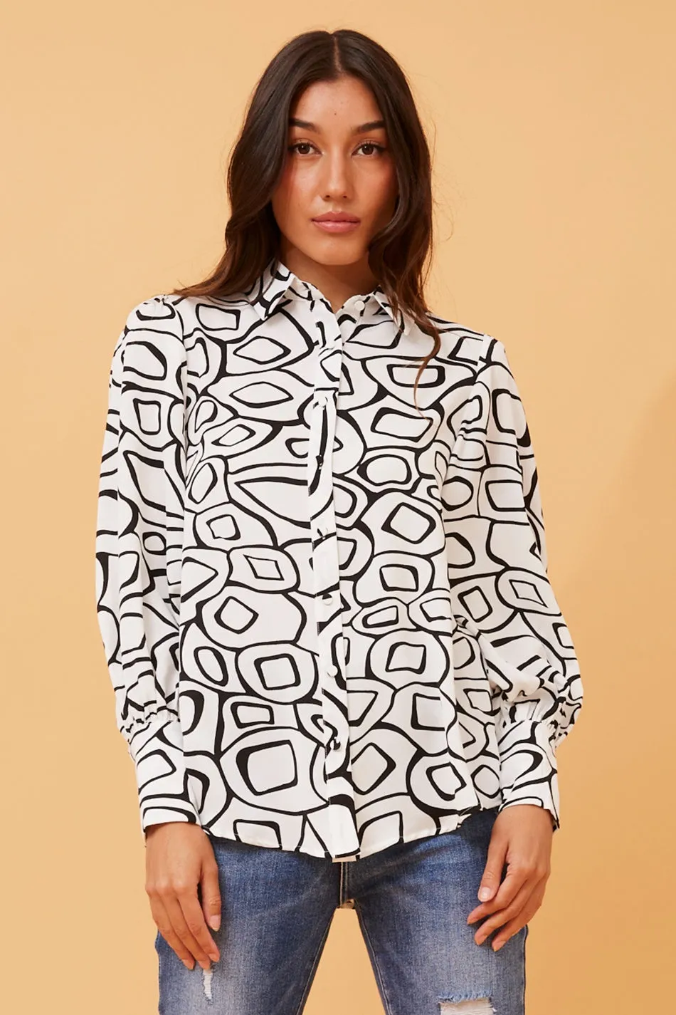 BELLE ABSTRACT PRINT SHIRT