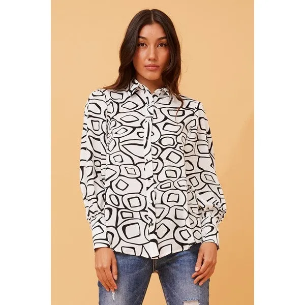 BELLE ABSTRACT PRINT SHIRT