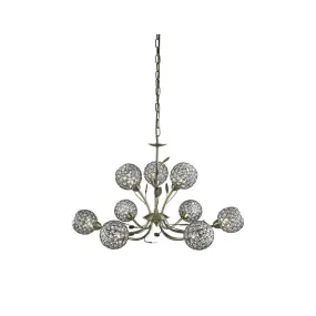 Bellis II 9 Light Brass Chandelier - Glass Deco Shade