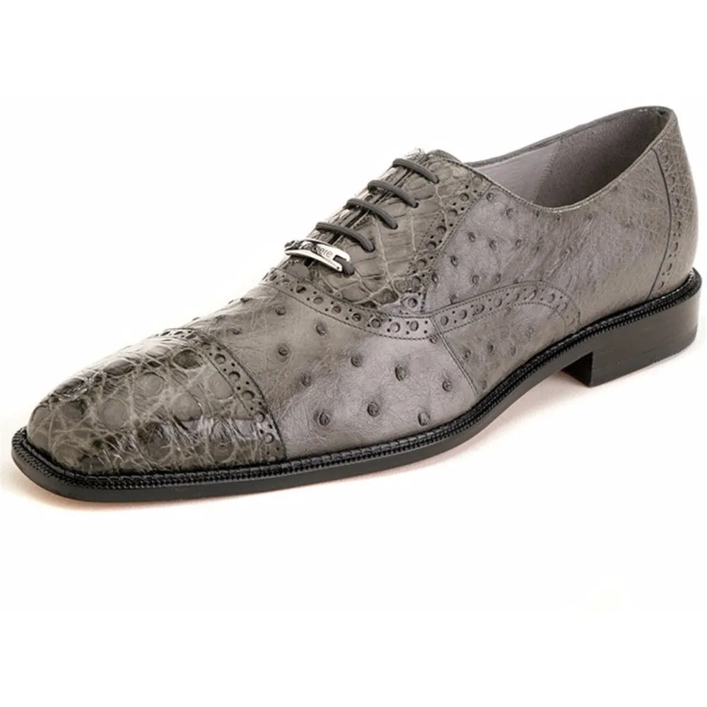 Belvedere Onesto Grey Ostrich & Crocodile Men's Oxford