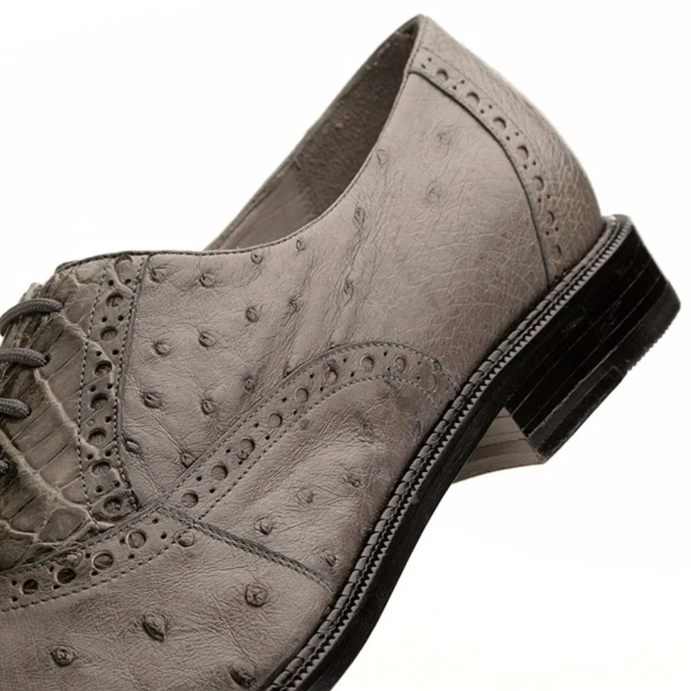 Belvedere Onesto Grey Ostrich & Crocodile Men's Oxford