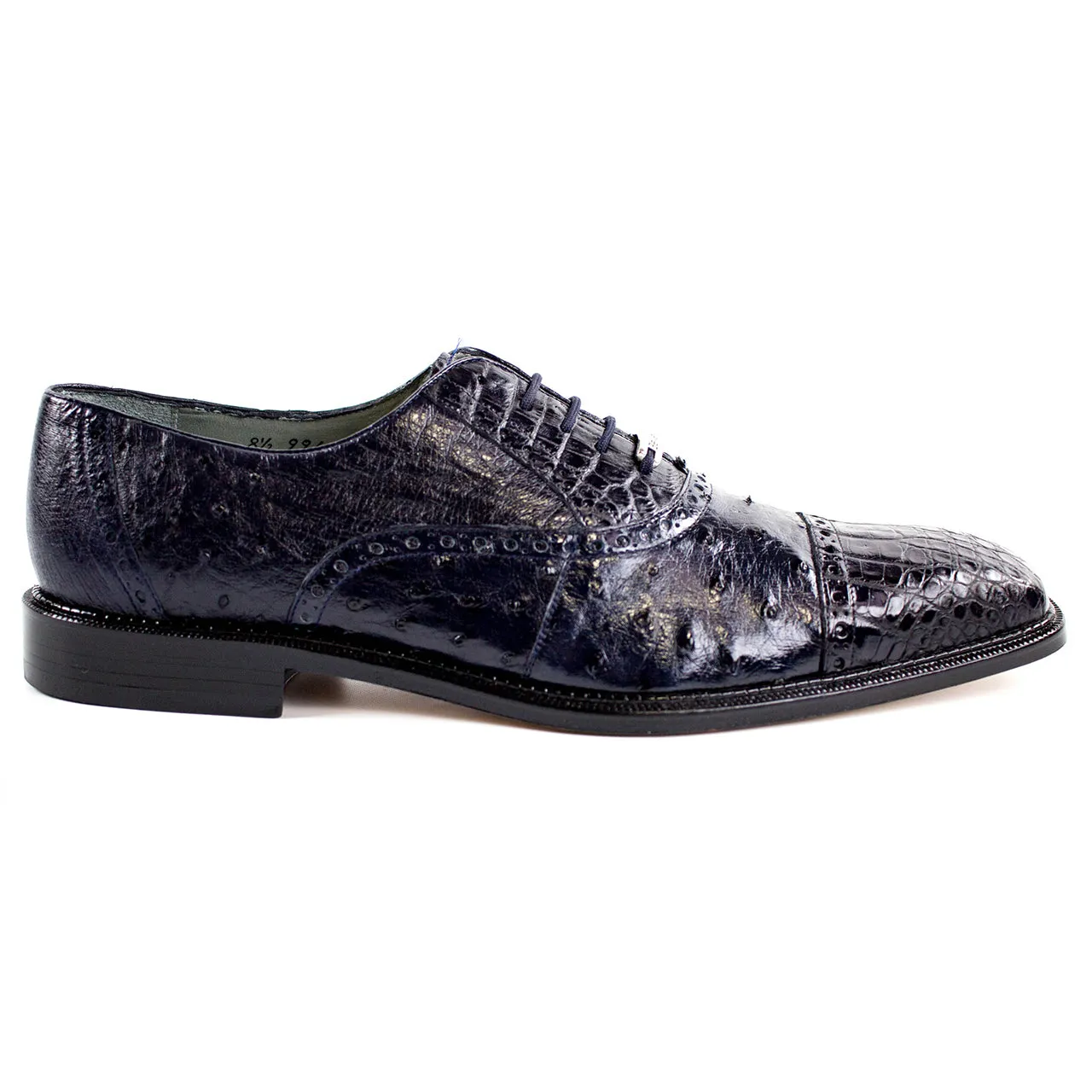 Belvedere Onesto Navy Crocodile & Ostrich Men's Oxford