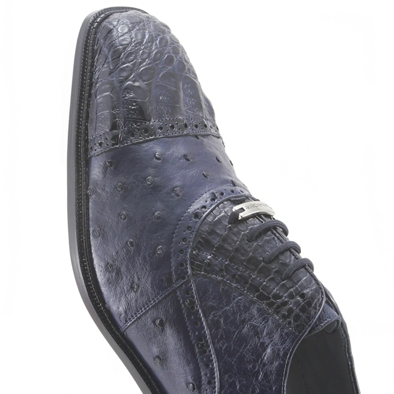 Belvedere Onesto Navy Crocodile & Ostrich Men's Oxford