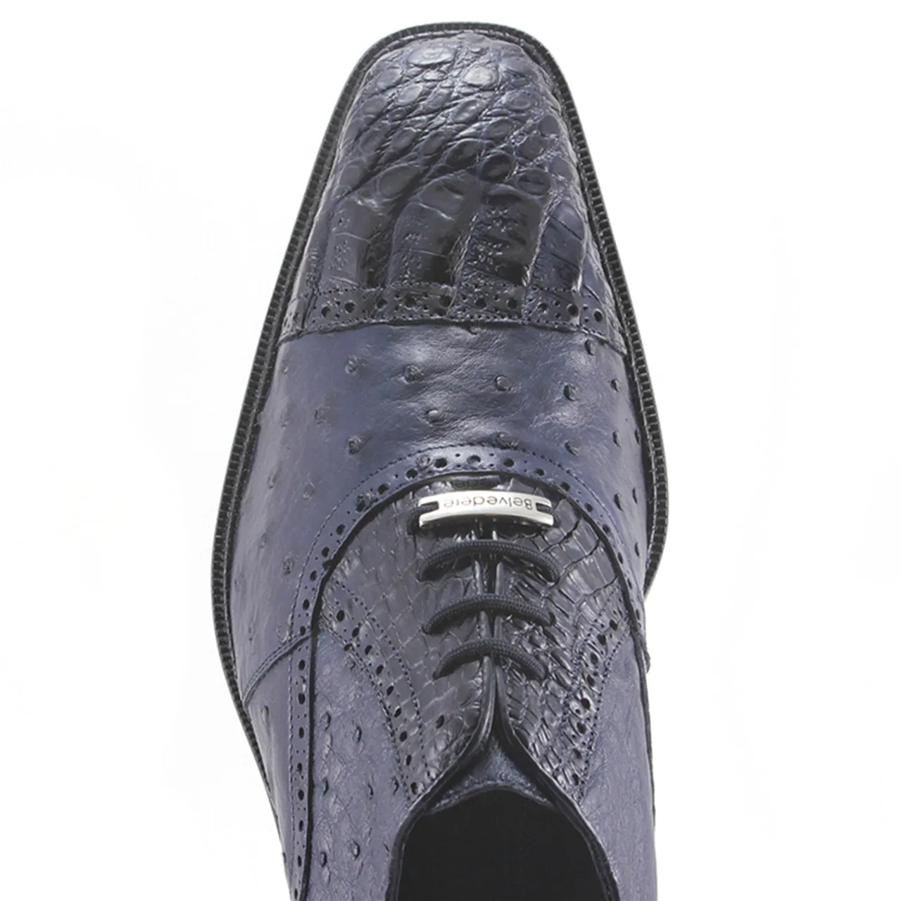 Belvedere Onesto Navy Crocodile & Ostrich Men's Oxford