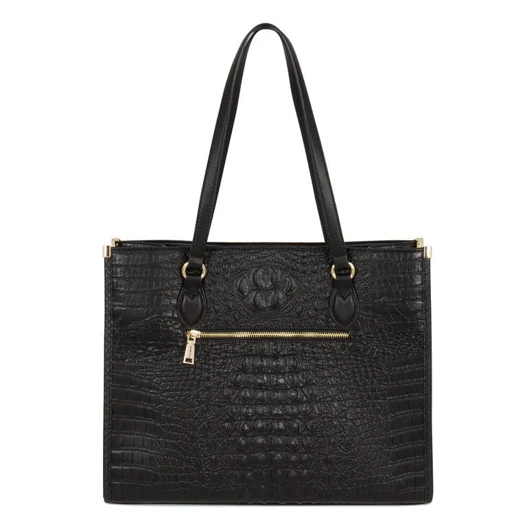 Black Apollo 2 Faux Crocodile Skin Tote Bag