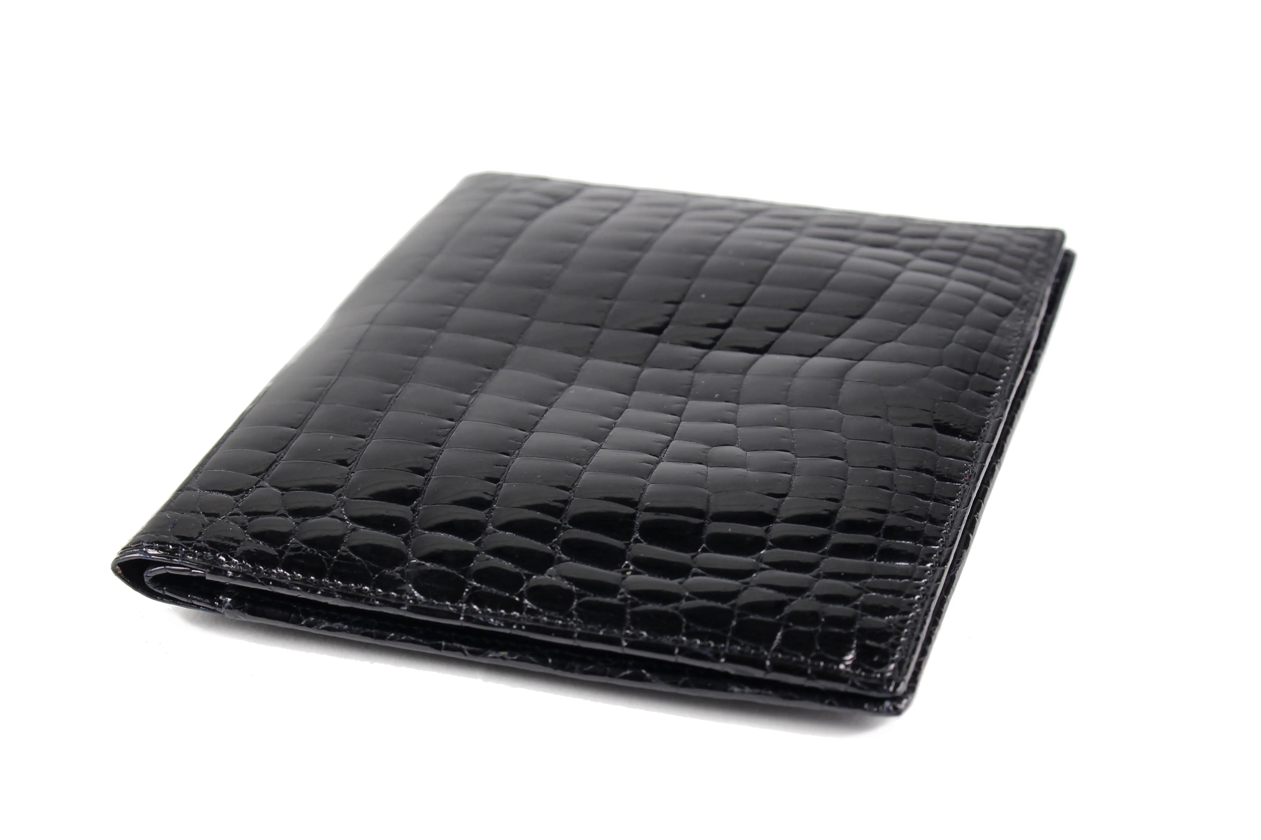 Black baby crocodile skin wallet