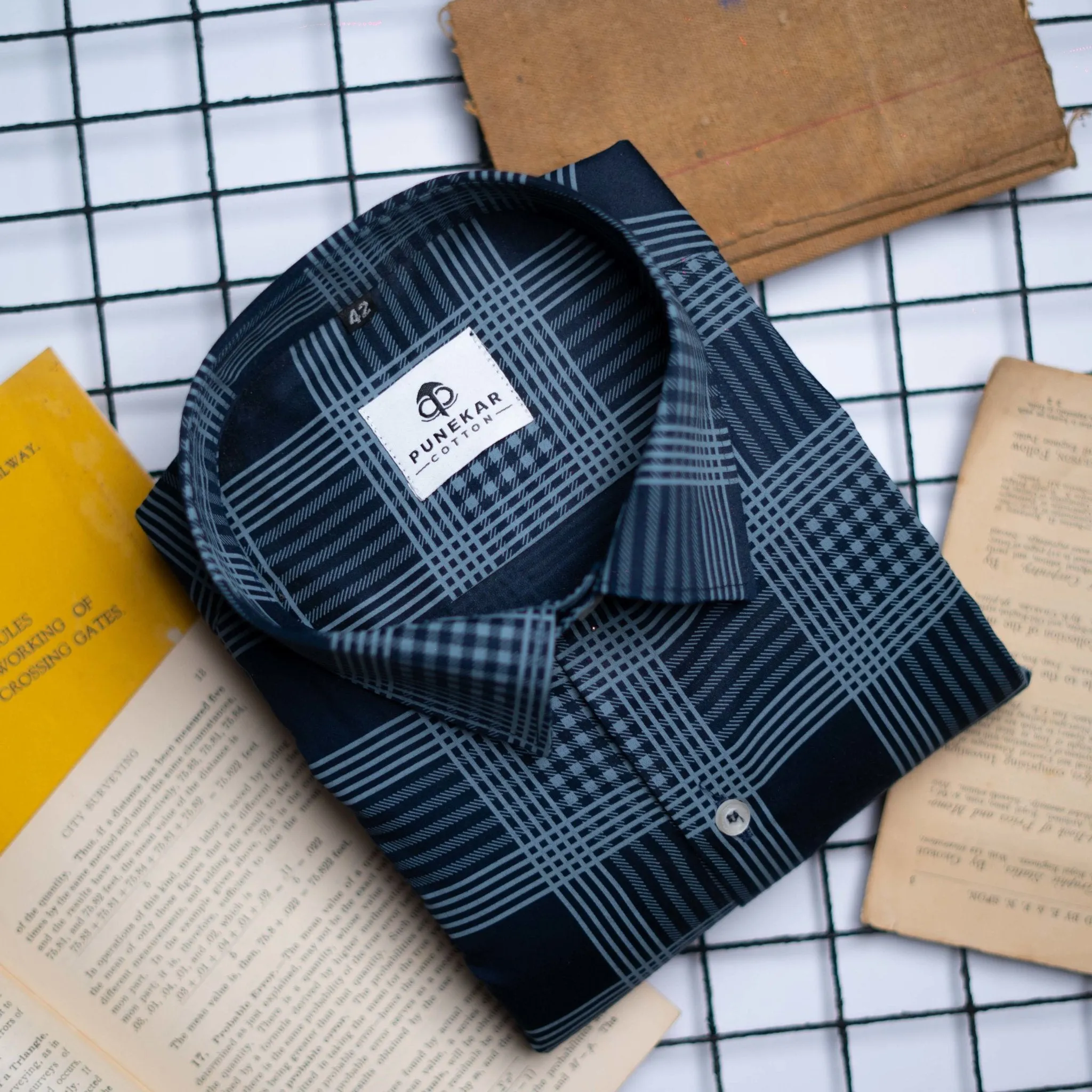 Black Color Check Lexus Printed Shirts For Men's