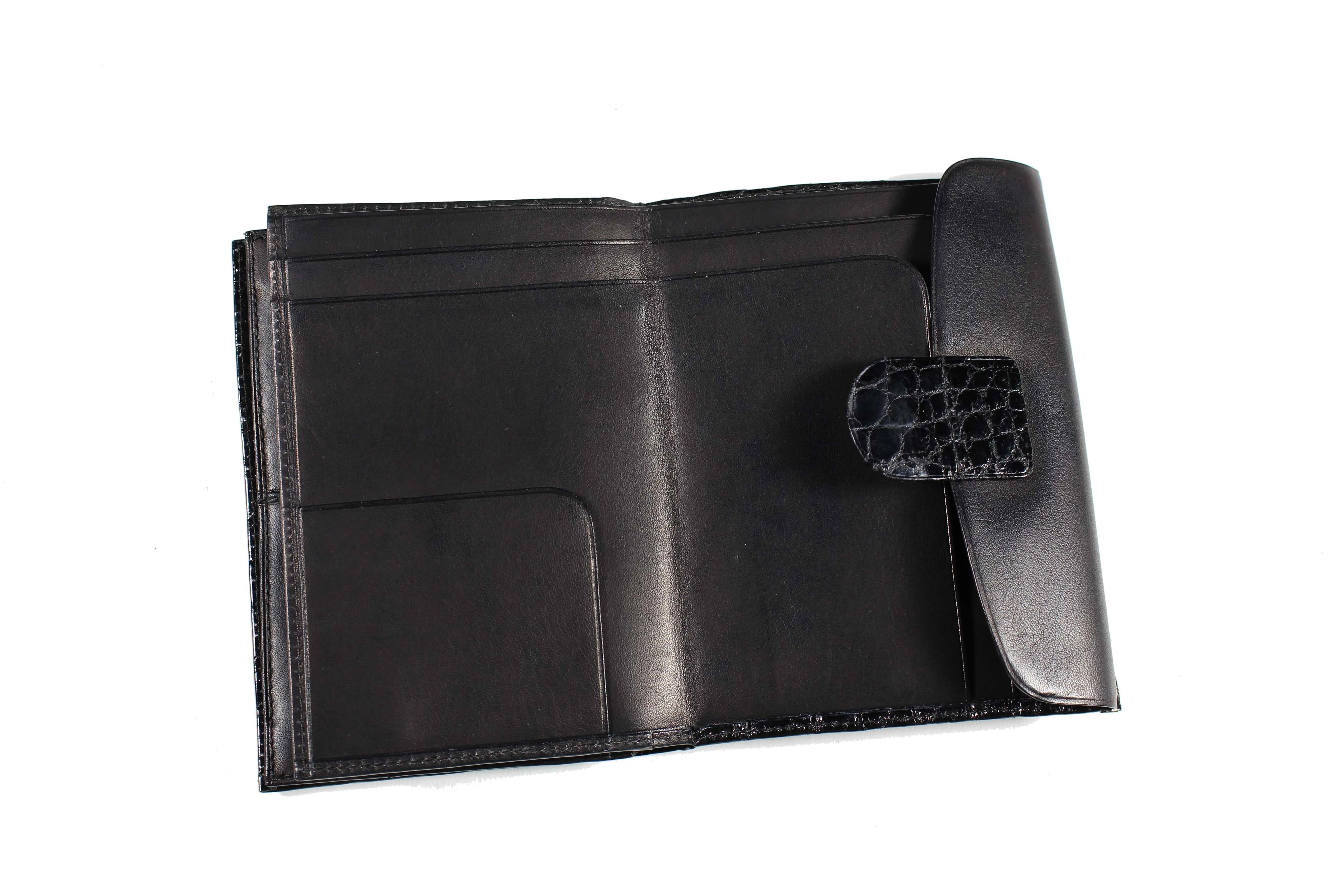 Black crocodile skin wallet