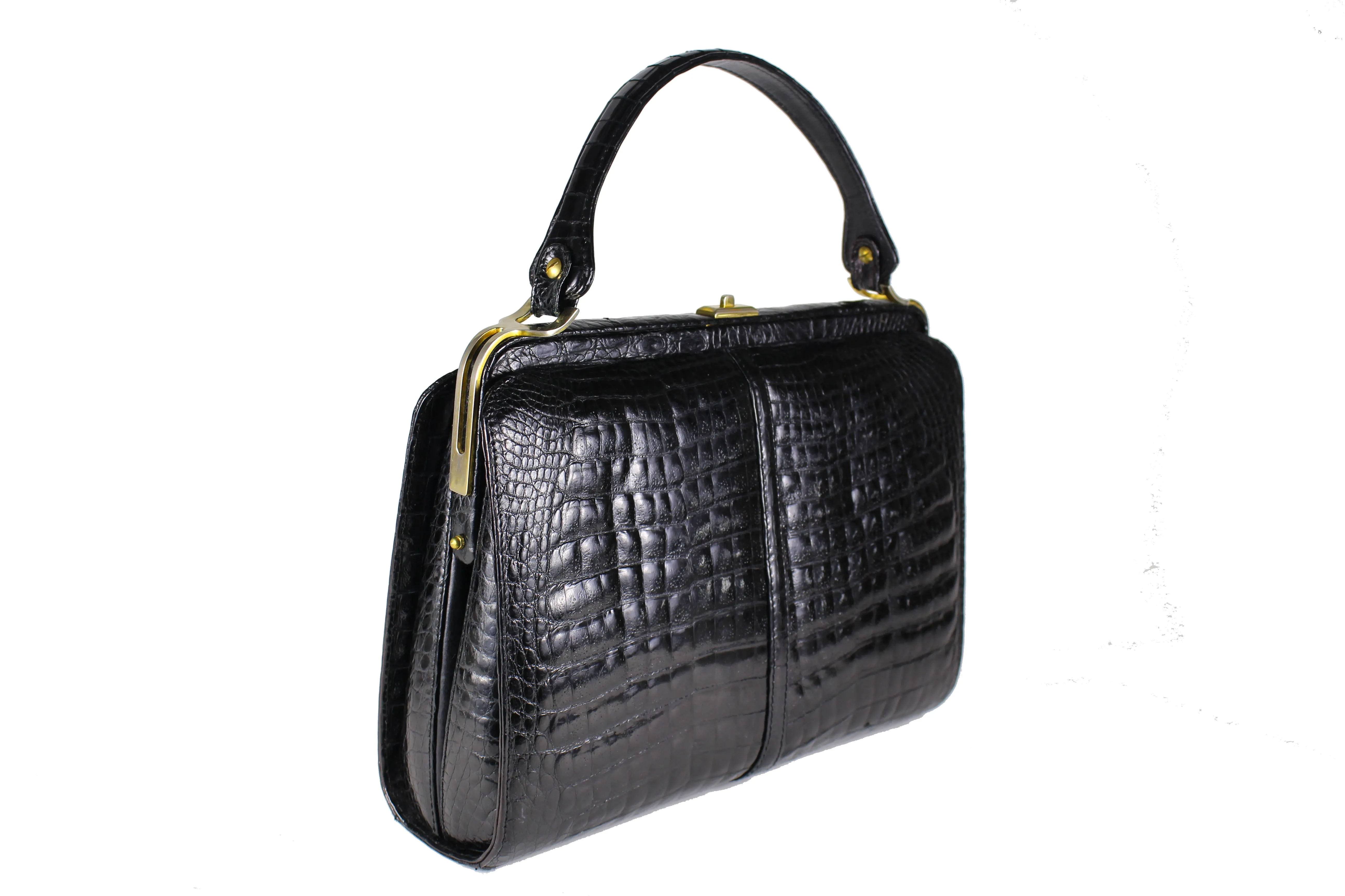 Black large "sauvage" crocodile bag