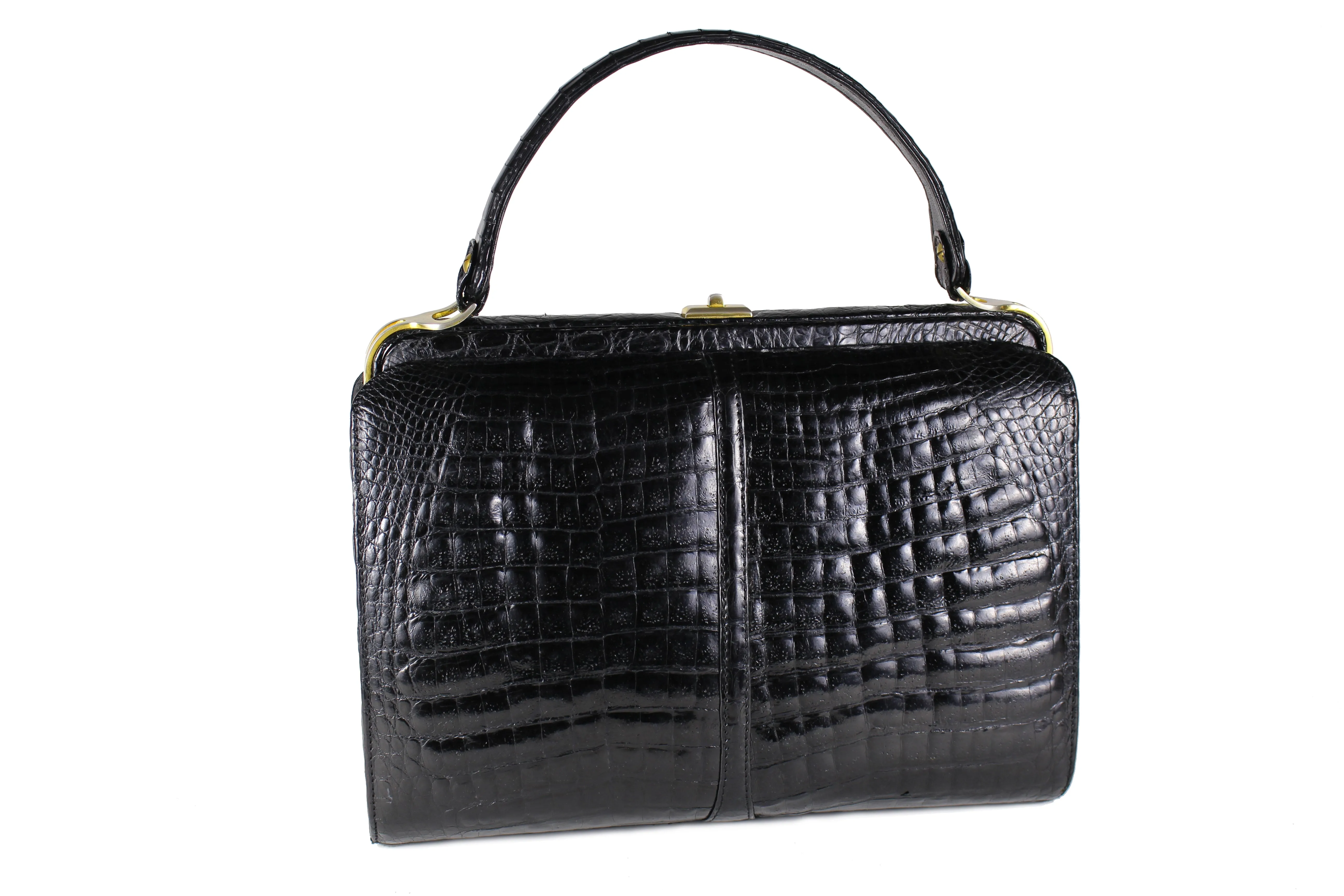 Black large "sauvage" crocodile bag