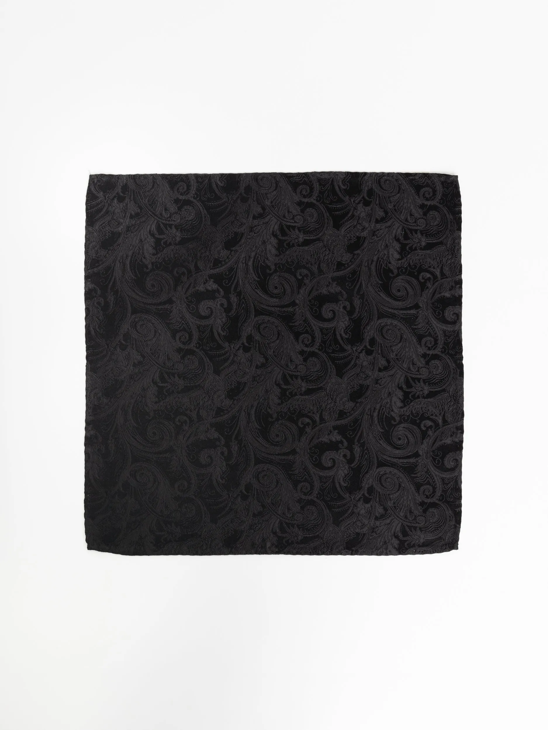 Black Silk Paisley Pocket Square