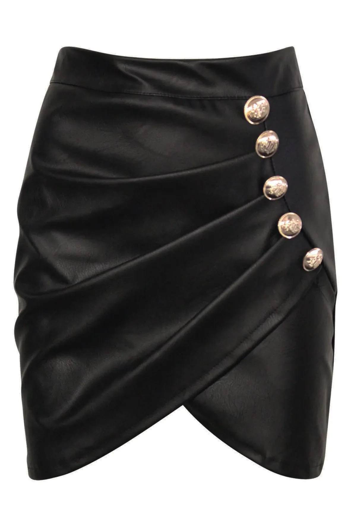 Brooke Black Leather Look Skirt