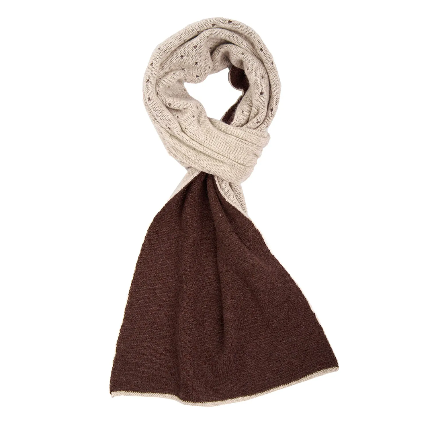 BROWN AND BEIGE CASHMERE NECK WARMER