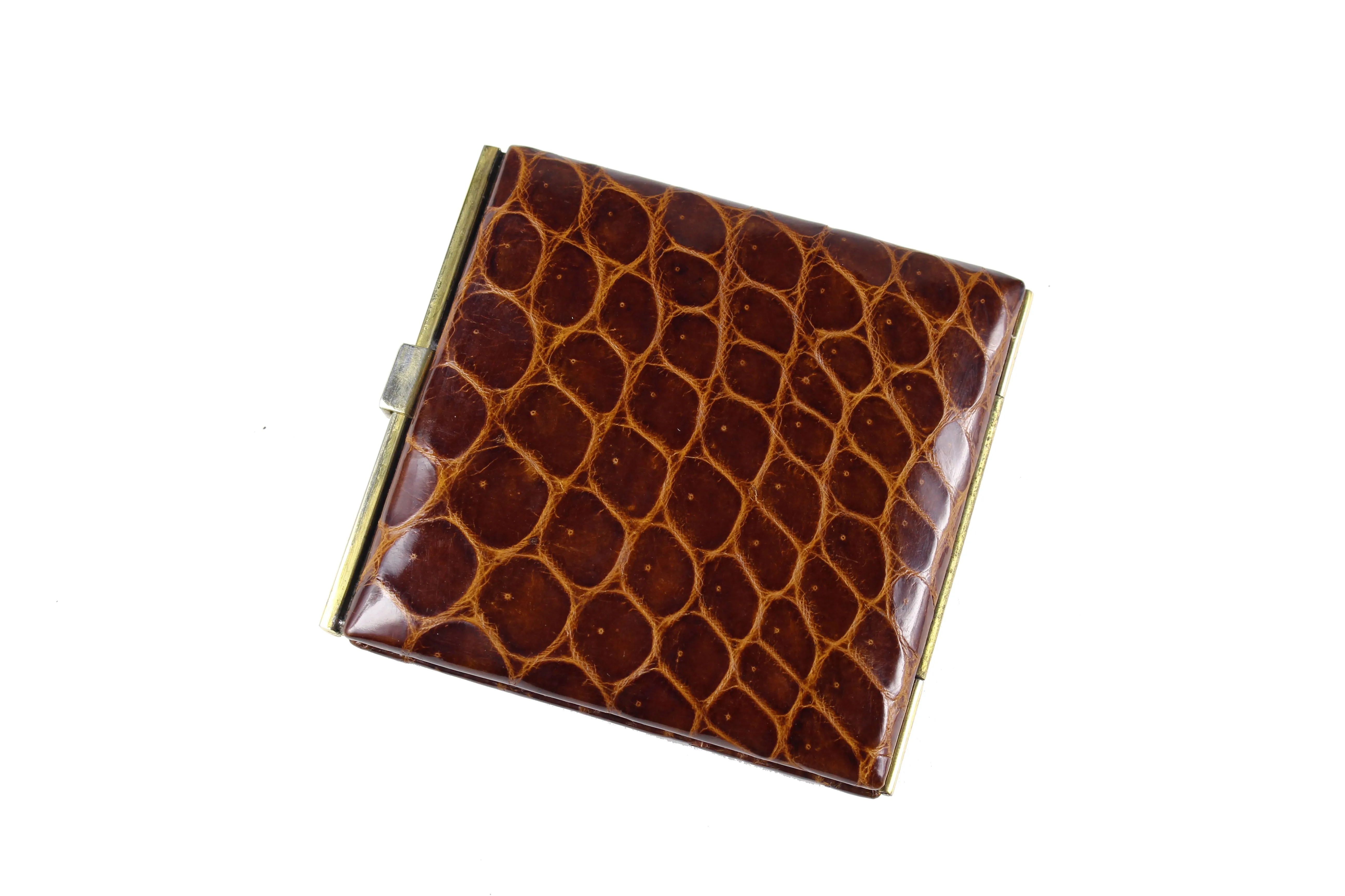 Brown crocodile skin cigarette case