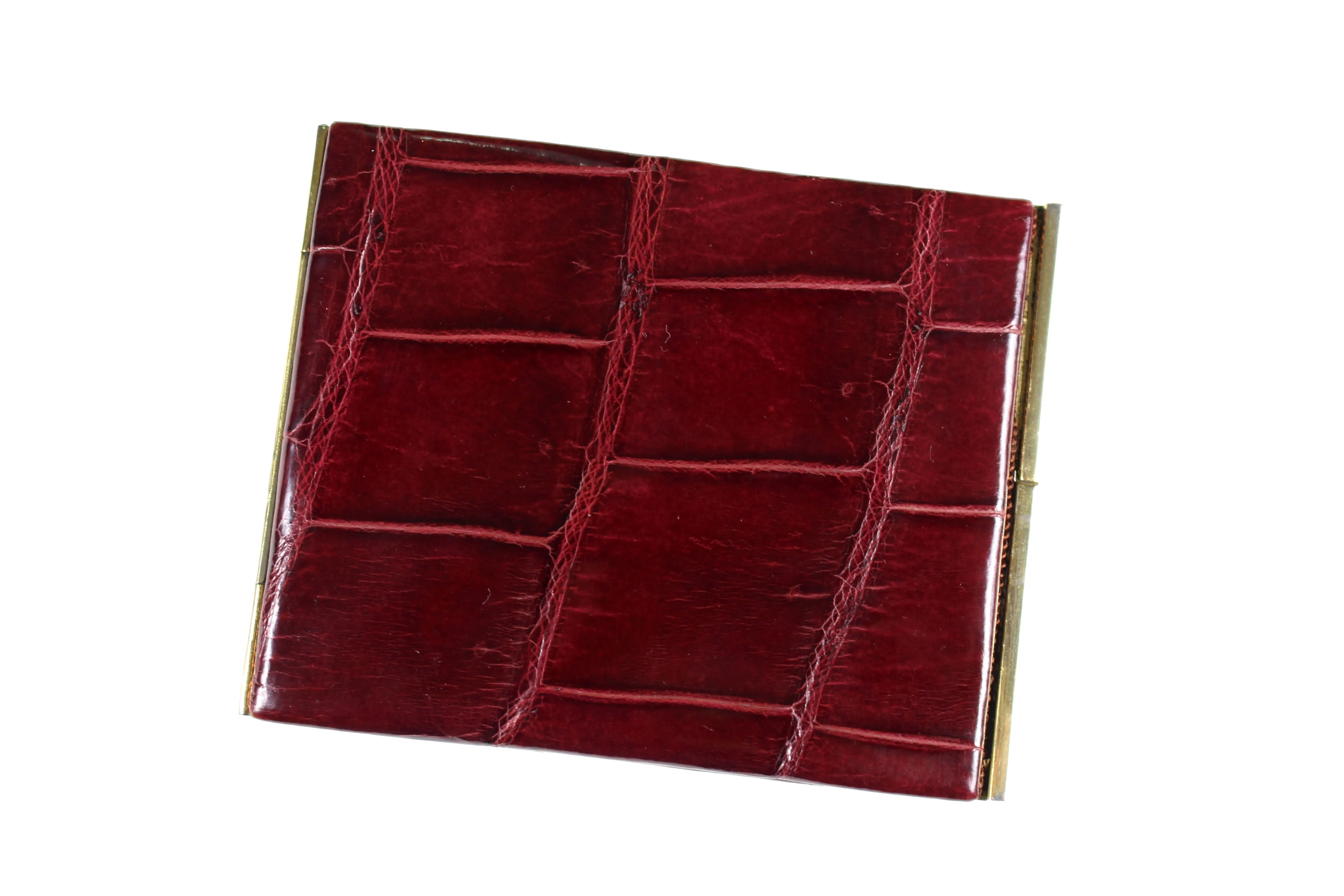 Brown crocodile skin cigarette case