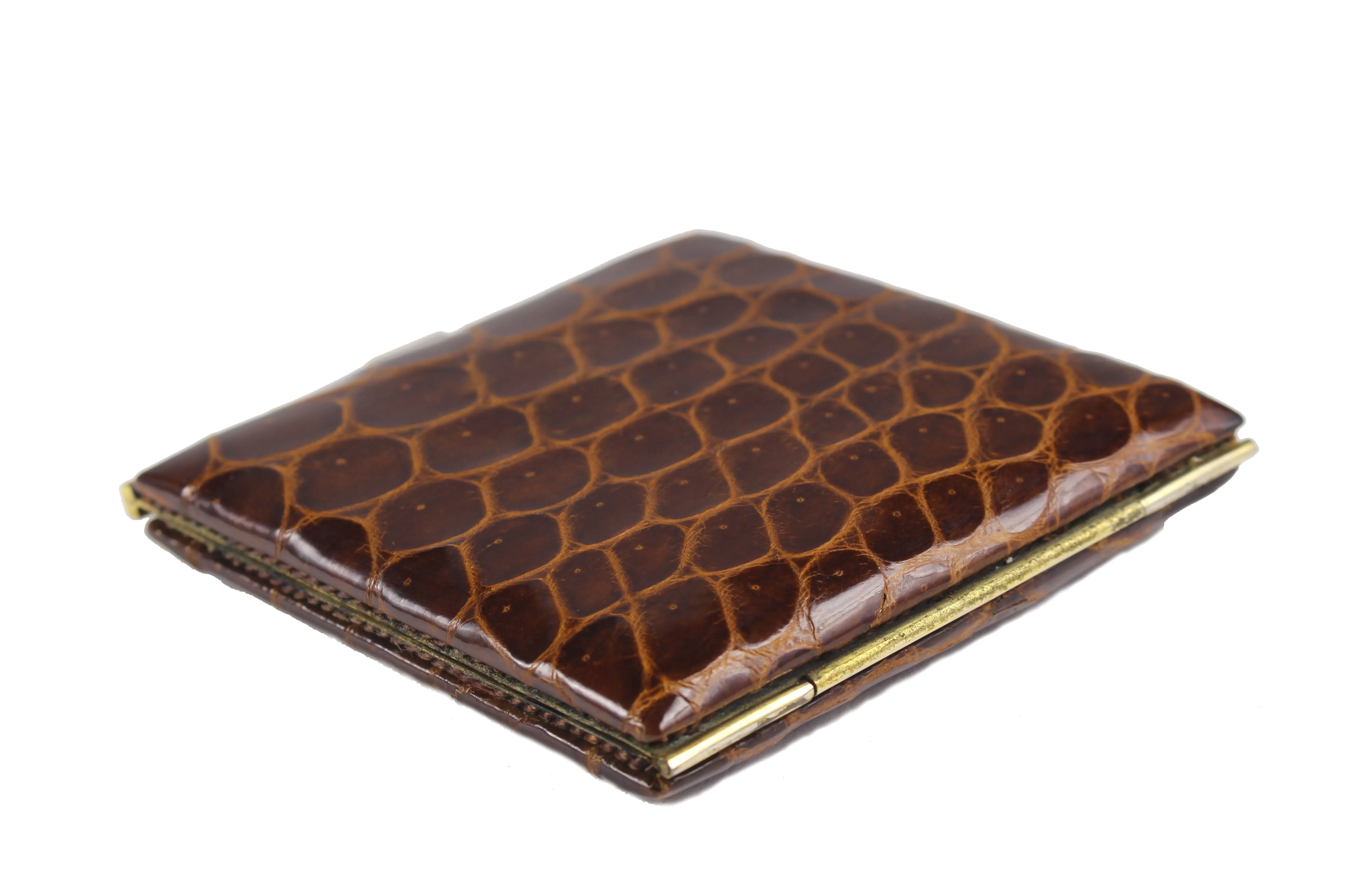 Brown crocodile skin cigarette case