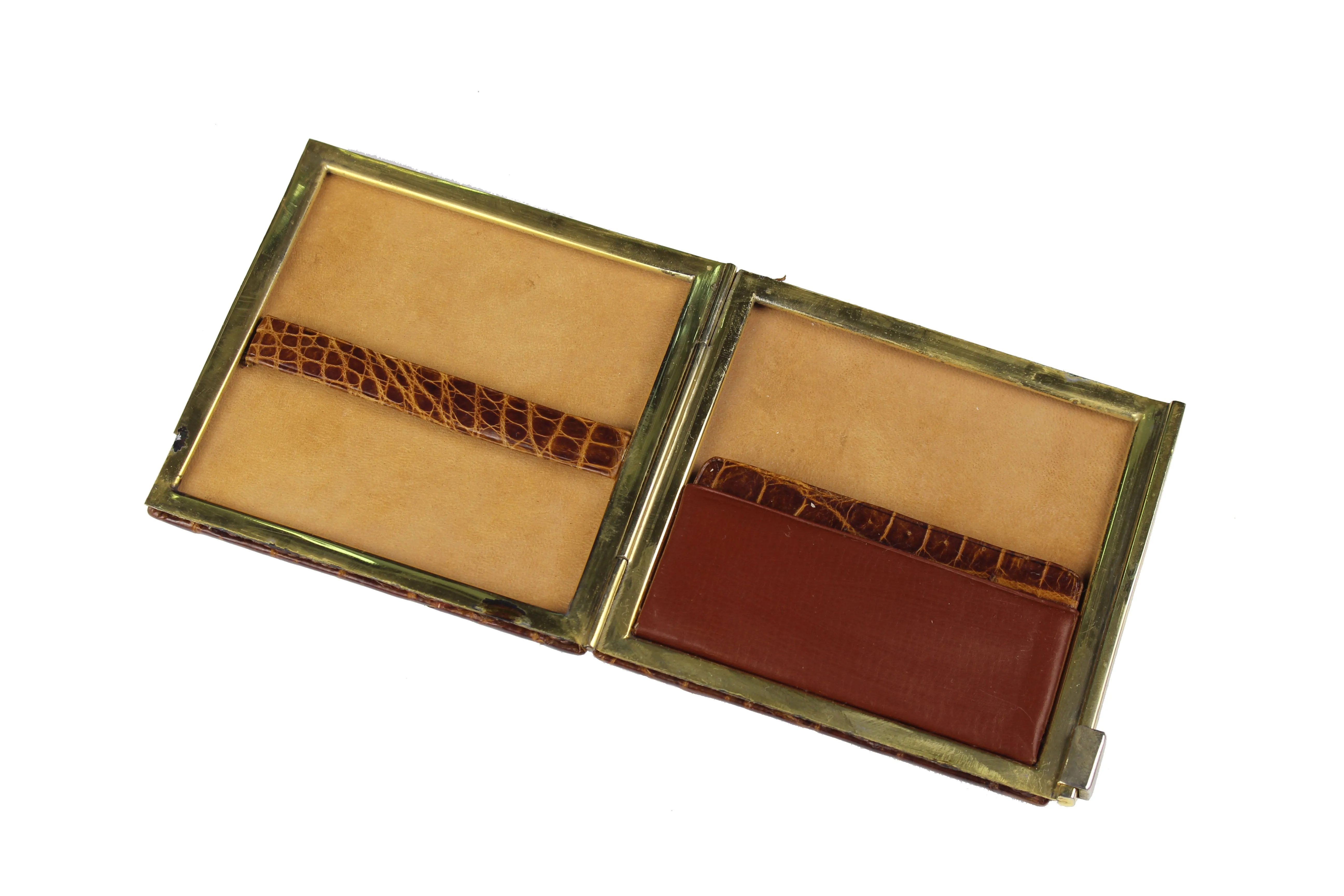 Brown crocodile skin cigarette case