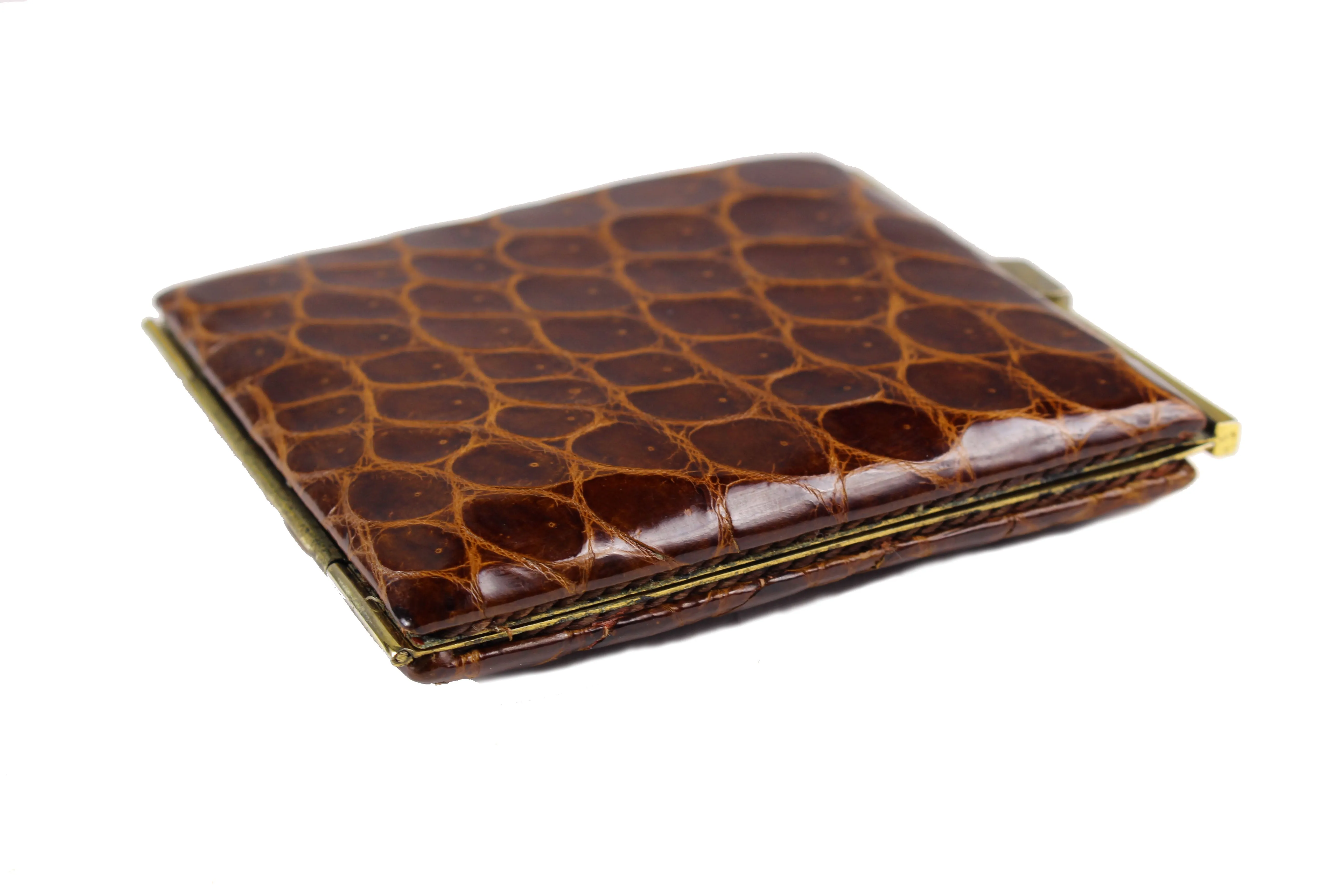 Brown crocodile skin cigarette case