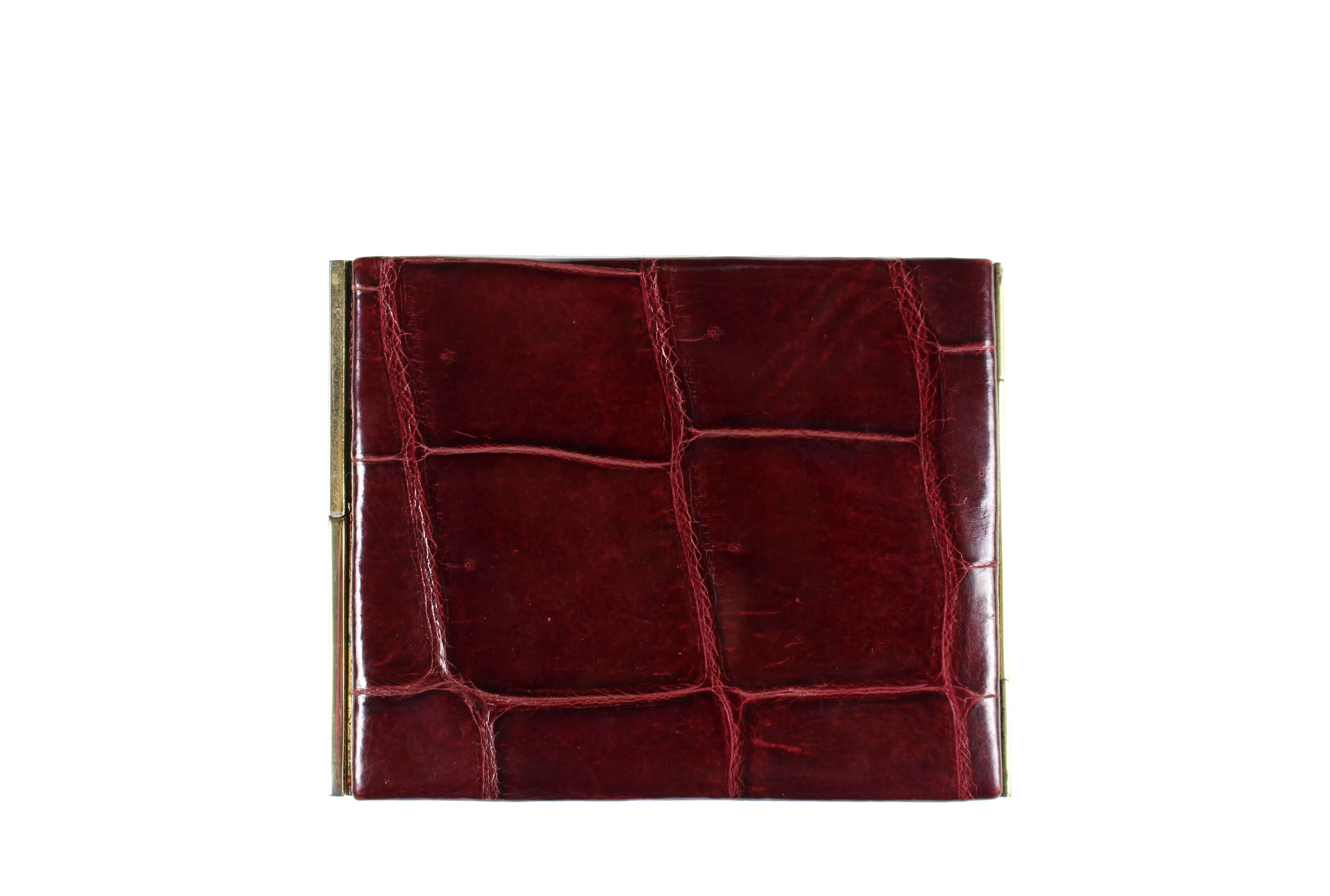 Brown crocodile skin cigarette case