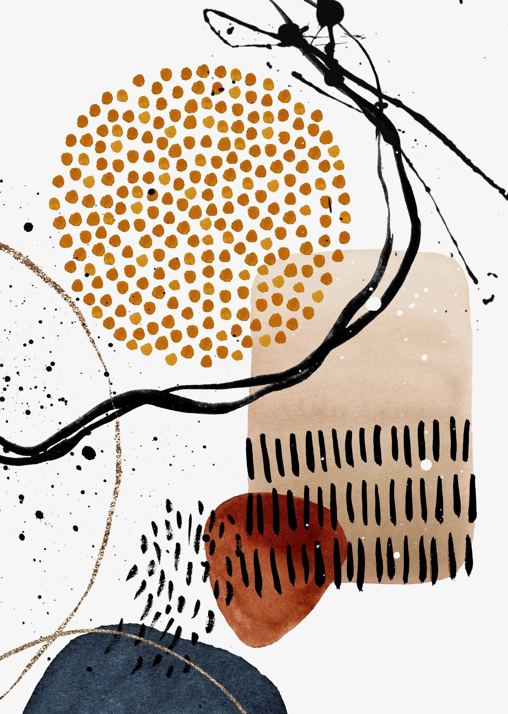 Burnt Orange Abstract Wall Art Print (2)