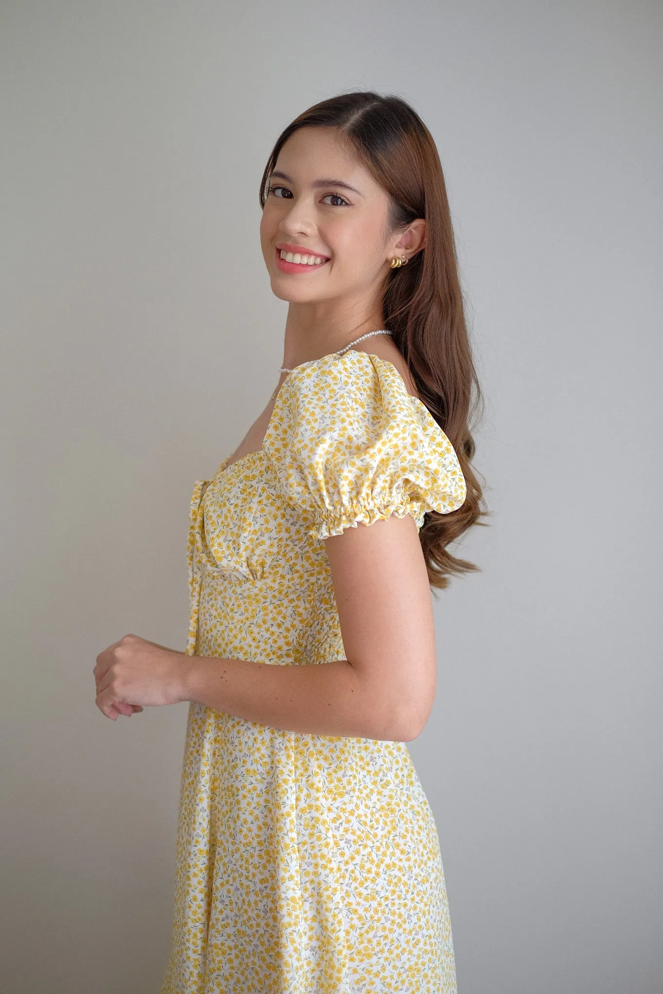 Camilla midi dress - yellow belle print