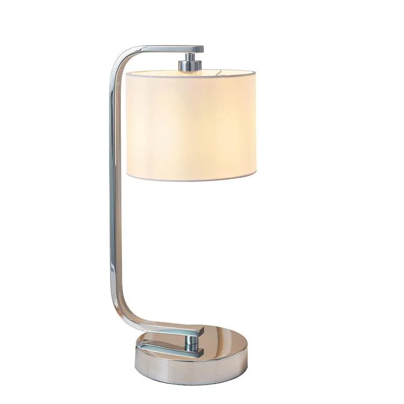 Canning Chrome Bedroom Lamp With White Shade